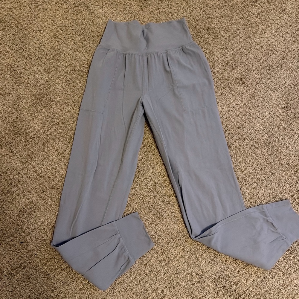 Athleta Light Blue-Grey High-Waist Jogger Pants